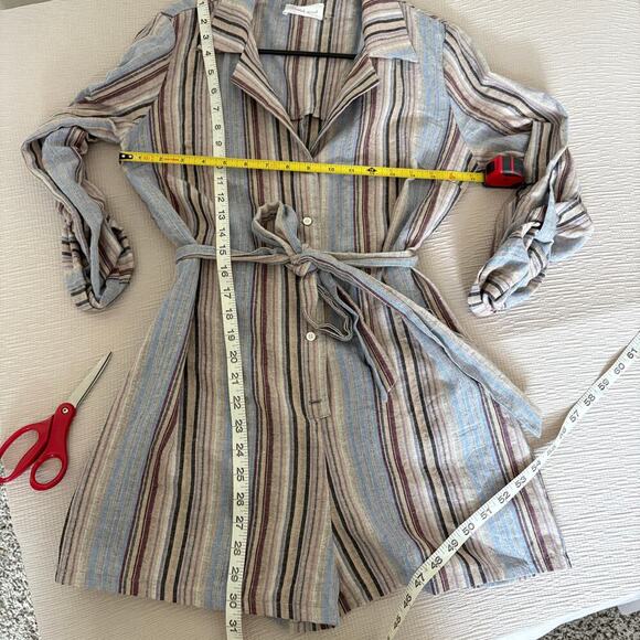 Mustard Seed striped romper M Cottagecore Light Academia Soft Modern Linen - Picture 4 of 7